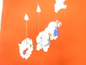 アンティーク　塩瀬手描き御所人形模様名古屋帯